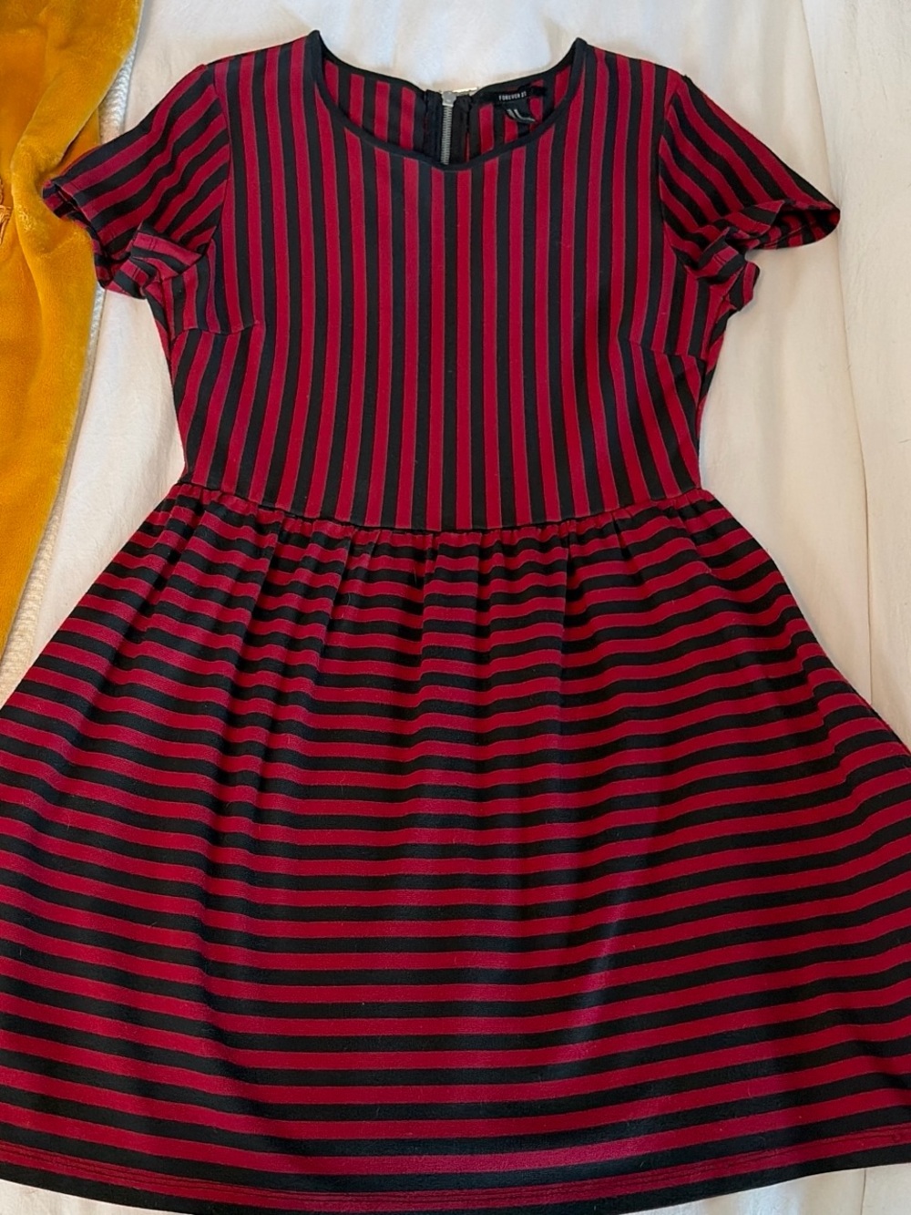 Forever 21 Red and Black Striped Fit-and-Flare Kids Dress